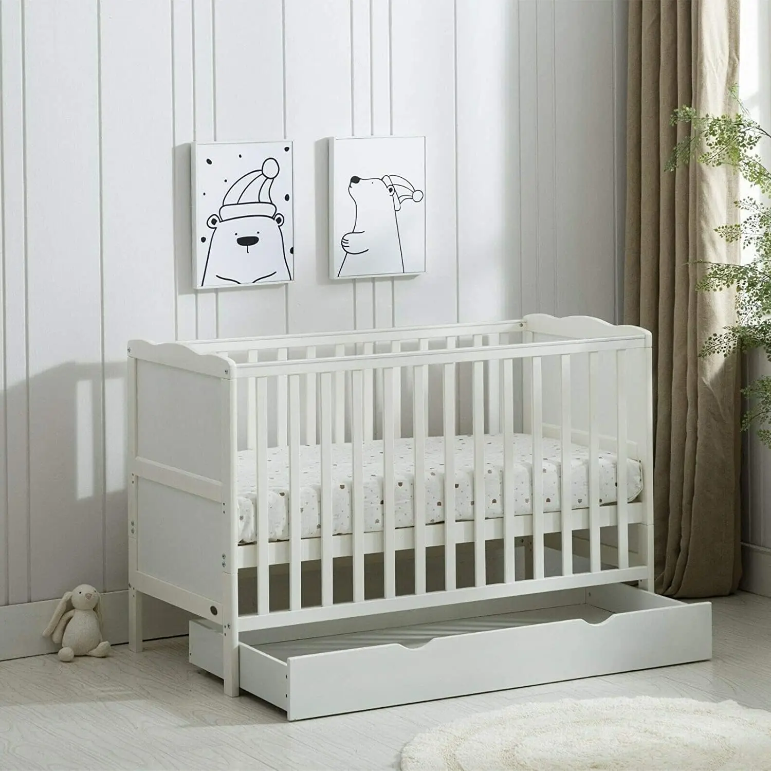 mcc direct Wooden Baby Cot Bed & Drawer & Aloe Vera Mattress (Orlando Drawer) - Image 2
