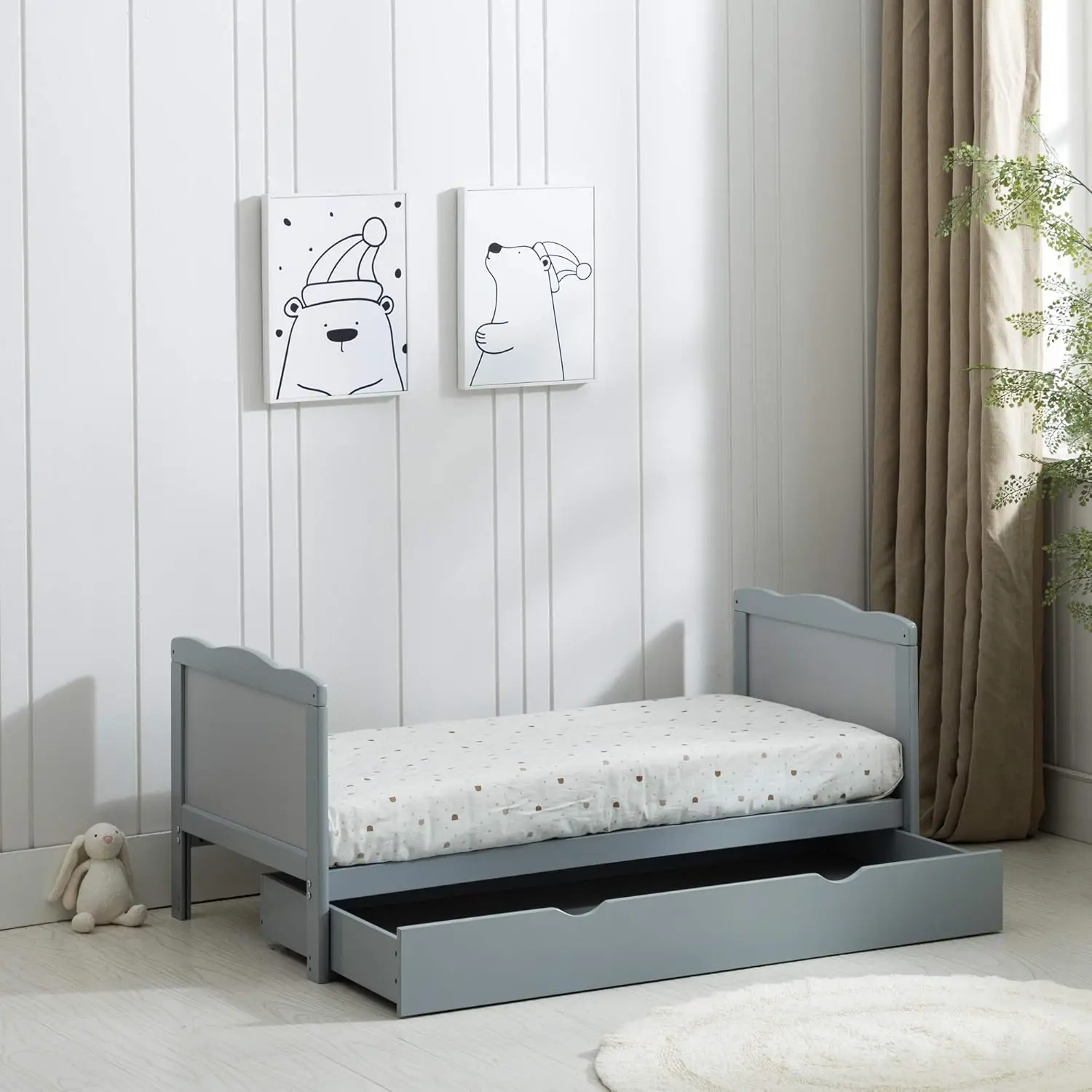 mcc direct Wooden Baby Cot Bed & Drawer & Aloe Vera Mattress (Orlando Drawer) - Image 3