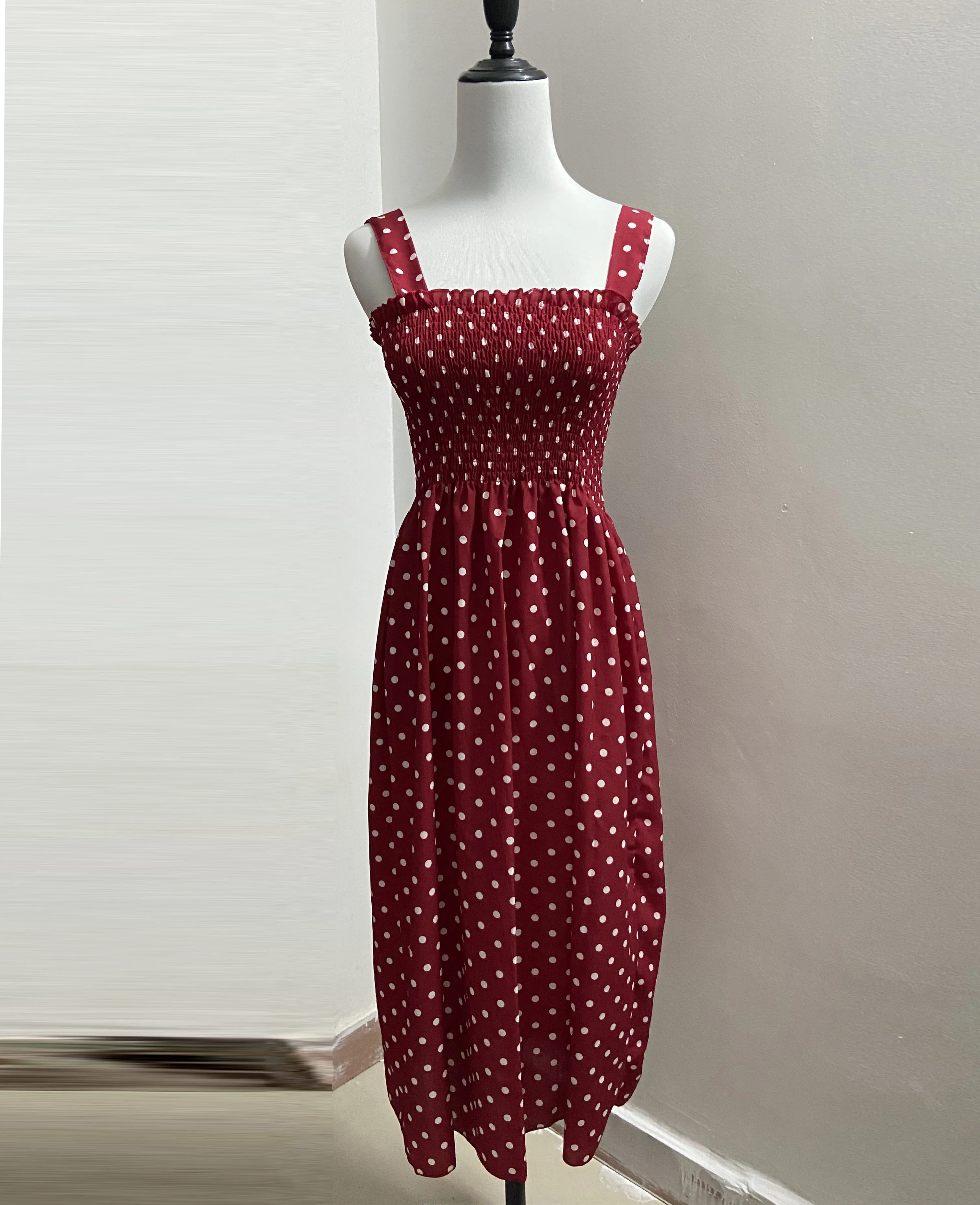 robe femme Summer Polka Dot Womens Dresses Elegant Square Neck Sleeveless Chiffon Long Dress Super Discount vestidos para mujer - Image 6