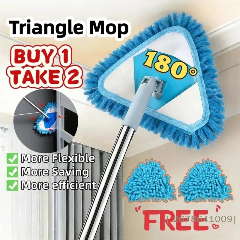 ⚑Ceiling Mop Long Handle Mop Floor Cleaning Original Wall Mop Cleaner Rotating Triangle Mop Window Wet And Dry Mop - Image 2