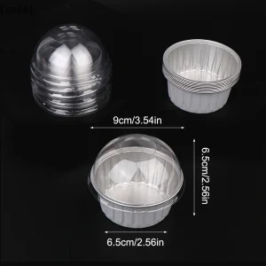 〔HM4〕10Pcs 125ML Ramekins With Dome Lids Aluminum Foil Baking Cups Cupcake Muffin Liners Pudding Dessert Cups For Wedding