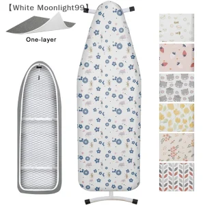 〔White〕Durable Ironing Board Cloth Heat Resistant Decorative Ironing Board Cover With Floral Animals Design Laundry Supplies