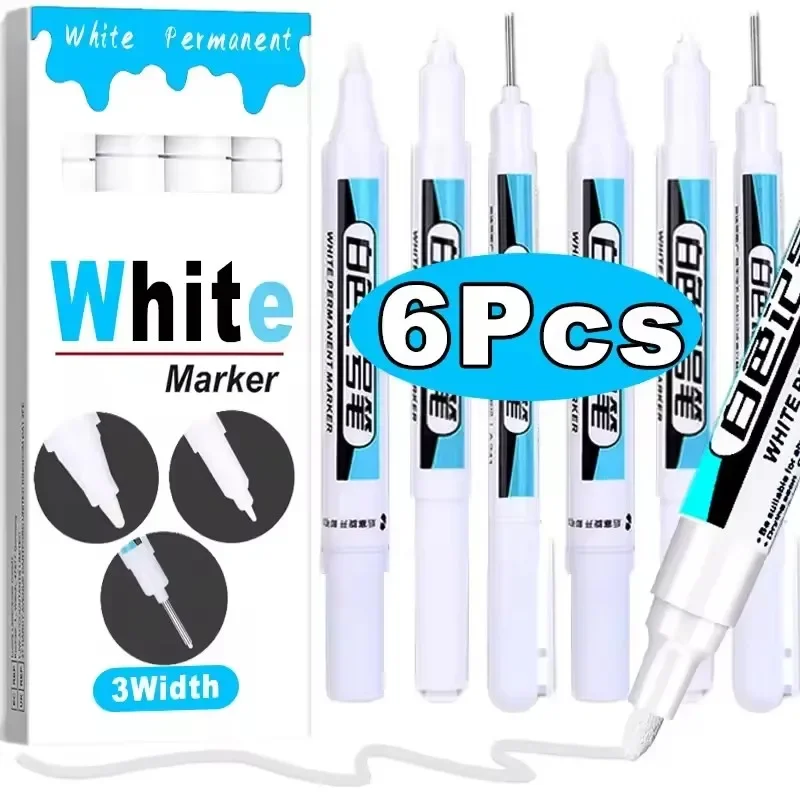 0.7/1.0/2.5MM White Permanent Marker Pens Markers Paint Pen For Wood Rock Plastic Glass Stone Meta Canvas Ceramic Art Supplies - Image 2