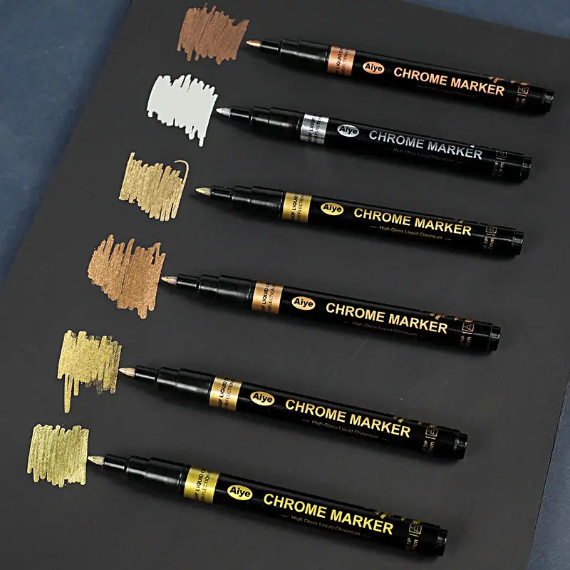 0.7mm 6 Colors Mirror Marker Pen DIY Reflective Paint Pens Chrome Markers Gold Silvery Copper Model Painting Repainting - Image 5