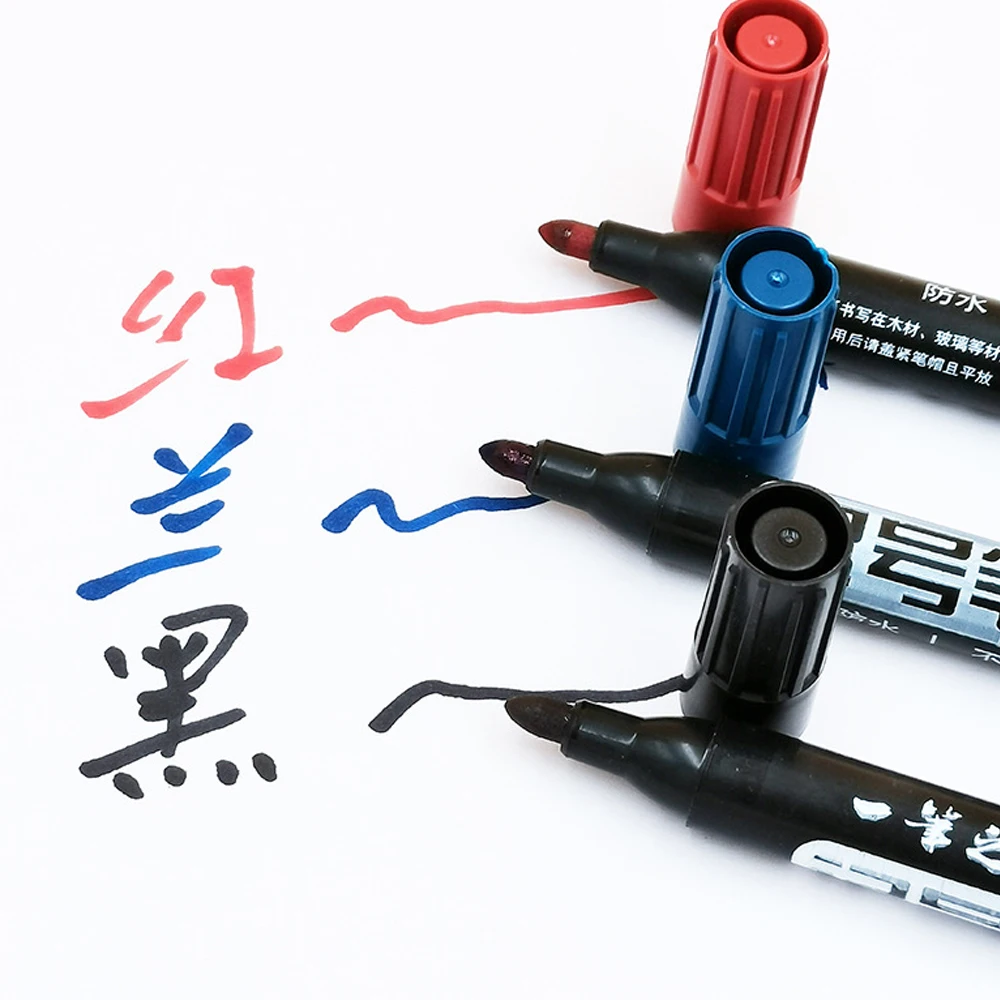 1-100Pcs Waterproof Oil-based Marker Pen Quick Dry Black Blue Red Ink Permanent for Metal Glass Stationery Art School Supply - Image 5