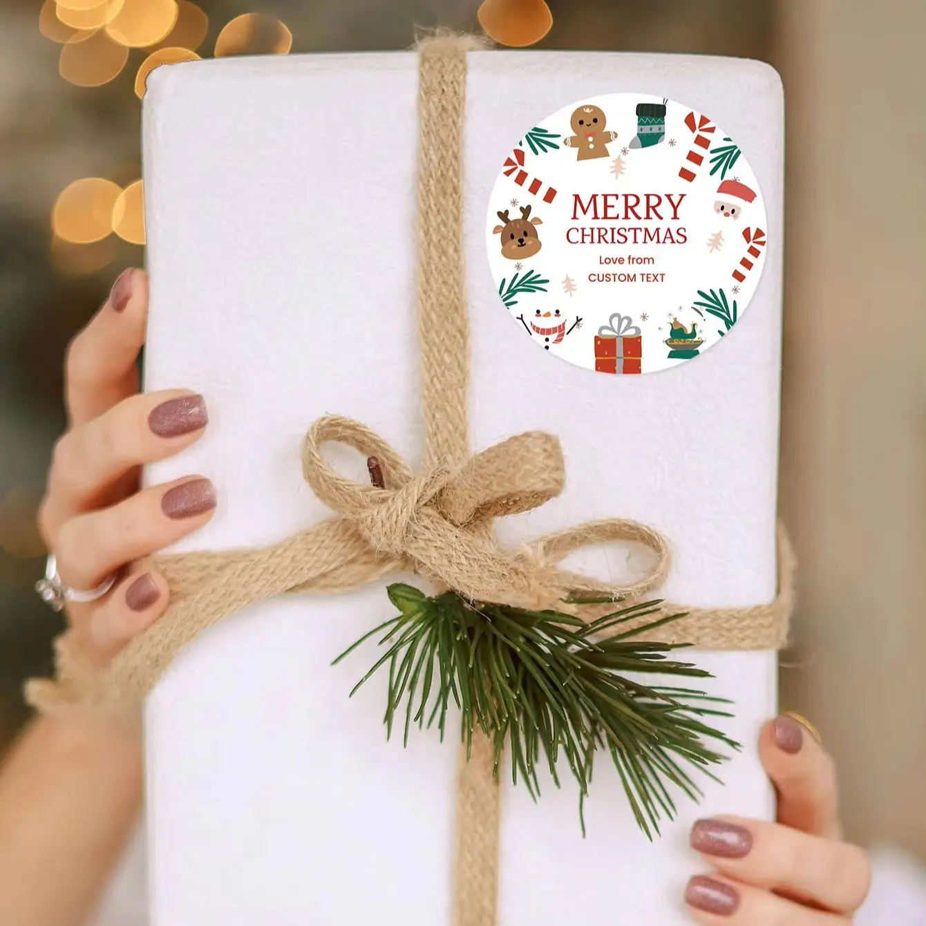 1-100pcs Christmas Custom Round Party Stickers Labels Personalized Text Logo for Gift Packaging Party Decorations - Image 3