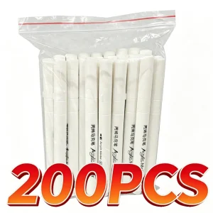 1-200Pcs White Acrylic Marker Permanent Pen Paint Pen Art Supply for Black Paper Stone Plastic Metal Painting Artists Beginners