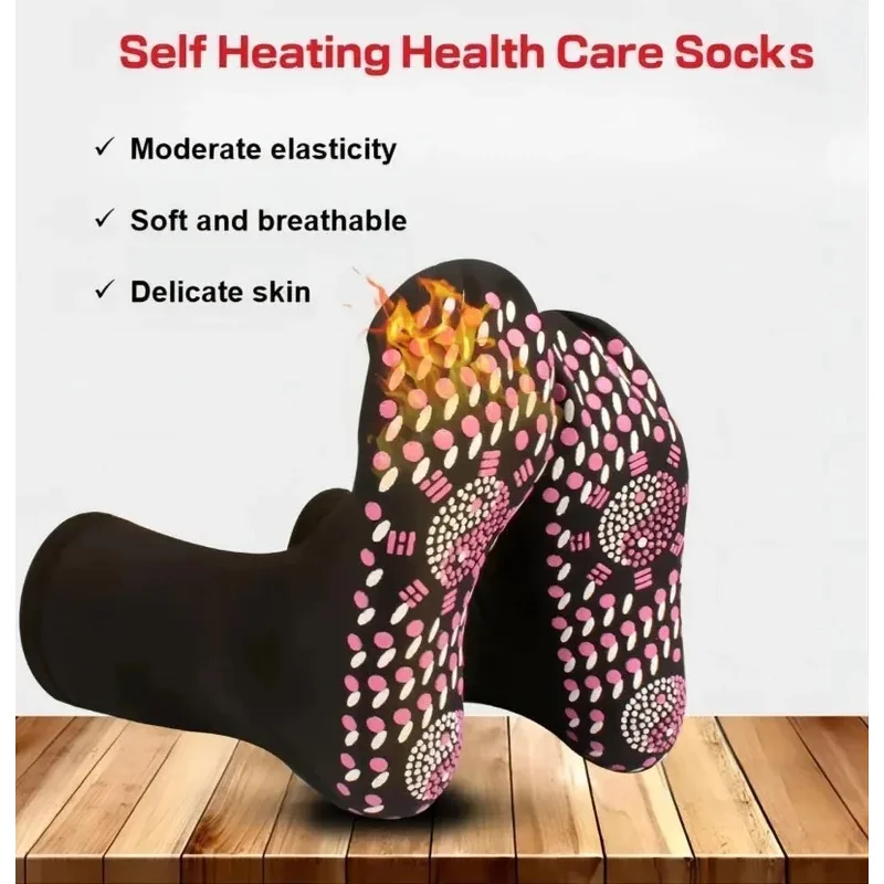 1-4pairs Tourmaline Winter Self Heating Socks Warm Thermal Health Care Socks Slimming Health Short Sock Elastic Magnetic Sock - Image 4