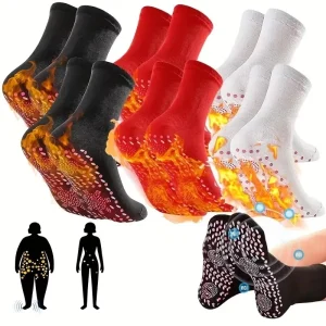 1-4pairs Tourmaline Winter Self Heating Socks Warm Thermal Health Care Socks Slimming Health Short Sock Elastic Magnetic Sock