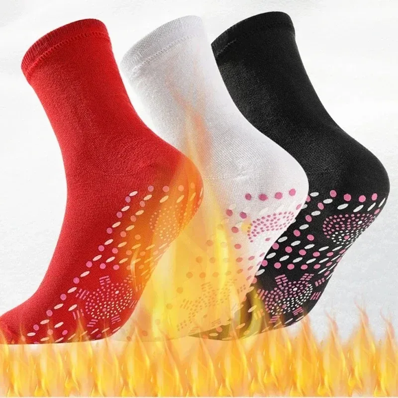 1-4pairs Tourmaline Winter Self Heating Socks Warm Thermal Health Care Socks Slimming Health Short Sock Elastic Magnetic Sock - Image 5