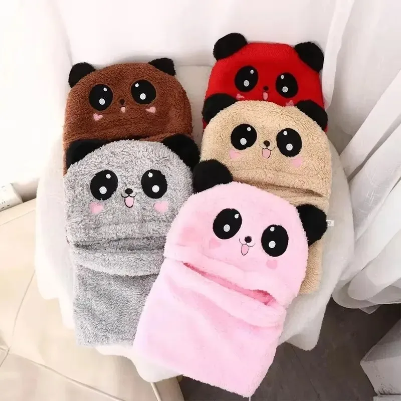 1-5PCS Kids Winter Fleece Lined Balaclava Hat Scarf 2 in 1 Bear Ear Warm Hood with Earflap for Baby Toddler Boys Girls Outdoor - Image 5