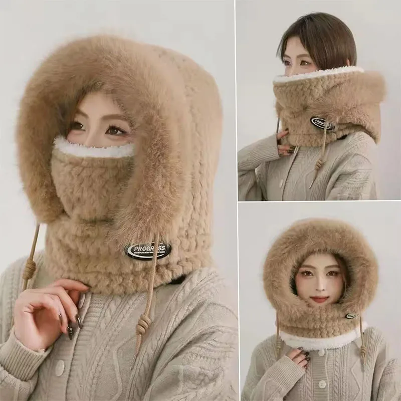 1-5PCS Women Windproof Winter Riding Hat with Scarf Mask Hood Ear Cover Thick Thermal for Electric Scooter Cycling Outdoor - Image 2