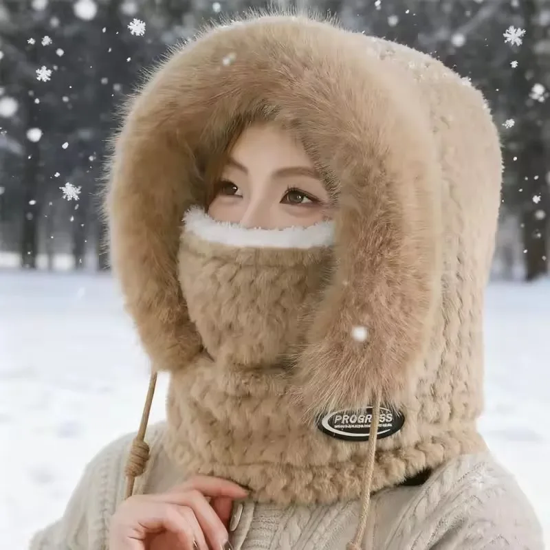 1-5PCS Women Windproof Winter Riding Hat with Scarf Mask Hood Ear Cover Thick Thermal for Electric Scooter Cycling Outdoor - Image 3