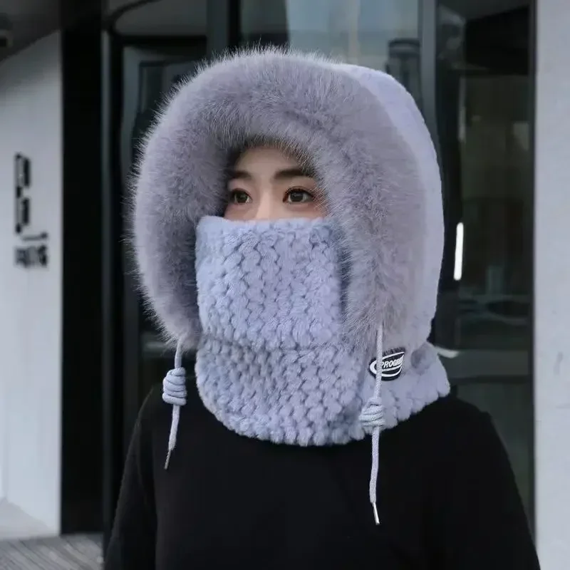1-5PCS Women Windproof Winter Riding Hat with Scarf Mask Hood Ear Cover Thick Thermal for Electric Scooter Cycling Outdoor