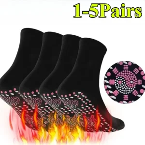 1-5Pairs Instant Warmth Self Heating Socks Unisex Foot Warmers Machine Washable for Cold Weather Office Skiing Portable Heater