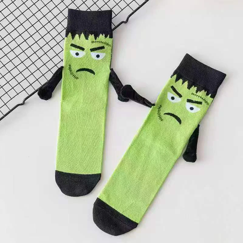 1 Pair Halloween Cartoon Socks Cute Bat Hand Holding Mid-Calf Funny Novelty Socks Spooky Costume Gift for Women Men Party Unisex - Image 5