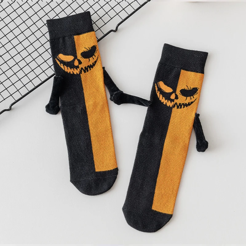 1 Pair Halloween Cartoon Socks Cute Bat Hand Holding Mid-Calf Funny Novelty Socks Spooky Costume Gift for Women Men Party Unisex - Image 6