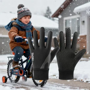 1 Pair Kids Winter Warm Sports Gloves - Cold Weather Water-Resistant Children Mittens Age 5-13 Years Boys Girls
