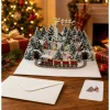 1 Pc 3D Pop Up Christmas Card, Santa Claus Reindeer Snowy Village Moonlight Scene, Holiday Greeting Card for Friends Family