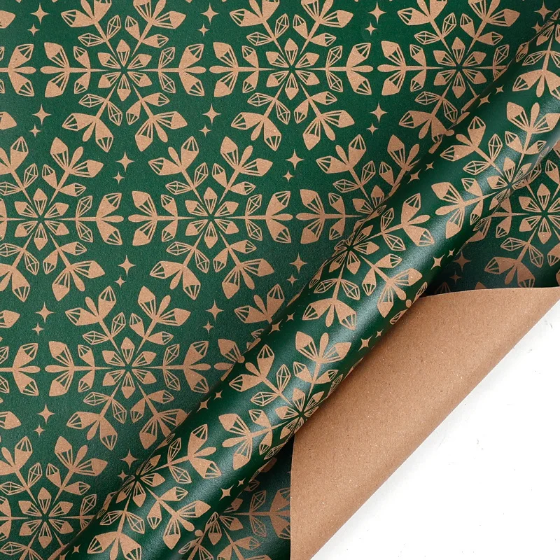 1 Roll Christmas Wrapping Paper Kraft Wrapping Paper Vintage Classic Brown Gift Wrapping Paper for Xmas New Year Winter Holiday
