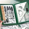 1 Set Premium Precision Engineering Drafting and CAD Design Set, Includes Compass, Protractor, Straightedge, Architect, Student