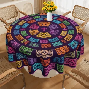 1 piece tablecloth, Day of the Dead themed style, colorful skull print tablecloth, suitable for home kitchens and dining rooms