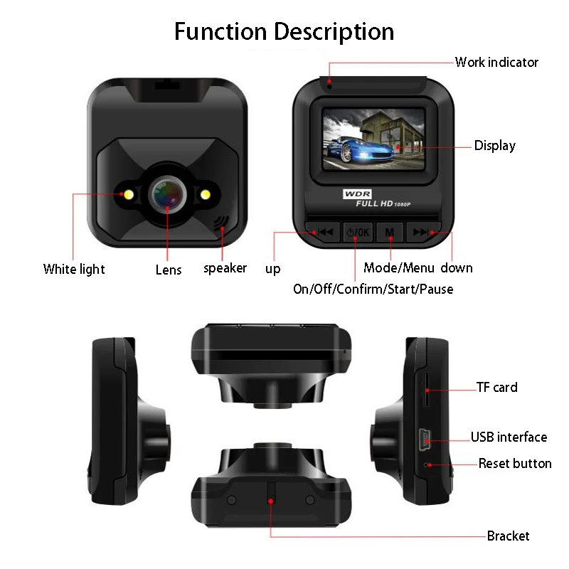1.5in Display Mini Car DVR Recorder Dash Cam Video Camera Night Vision WDR Full HD 1080P Loop Recording Dashcam Support G-sensor - Image 4