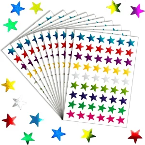 10 Sheets Star Stickers 9 Colours Reward Stickers 540 Pcs Scrapbook Sticker Set 1.3 cm Star Stickers for Book Cup Gift Box DIY
