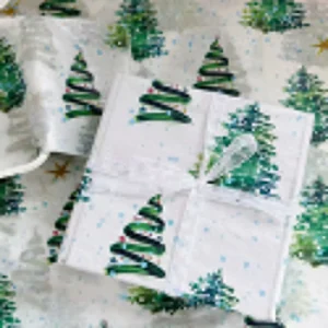 10 Sheets/Pack Christmas Tree Tissue Paper Colorful Lights Christmas Tree Pattern Gift Wrapping Paper Xmas Gift Box Decoration