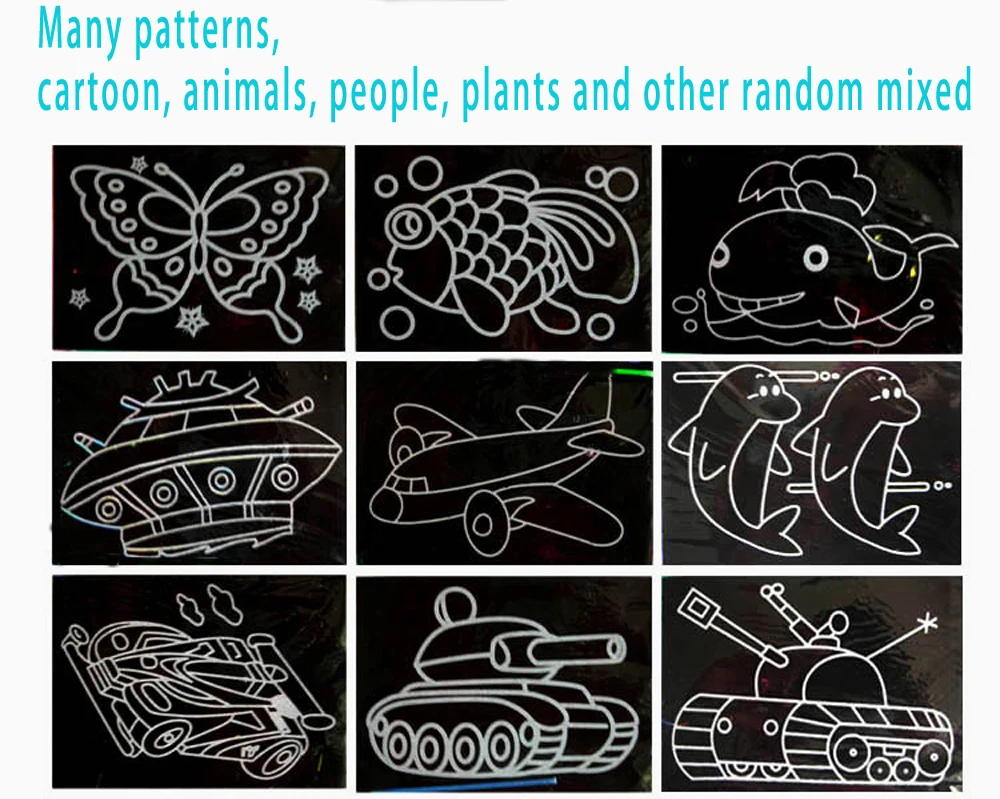 10 pcs 13x 9.8cm Scratch Art Paper Magic Painting Paper with Drawing Stick For Kids Toy Colorful Drawing Toys - Image 4