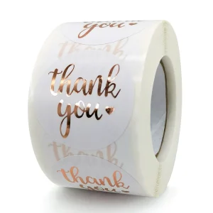 100-500pcs Rose Gold Foil 'Thank You' Stickers for Small Business Gift Seal Shipping Labels Envelope Decoration