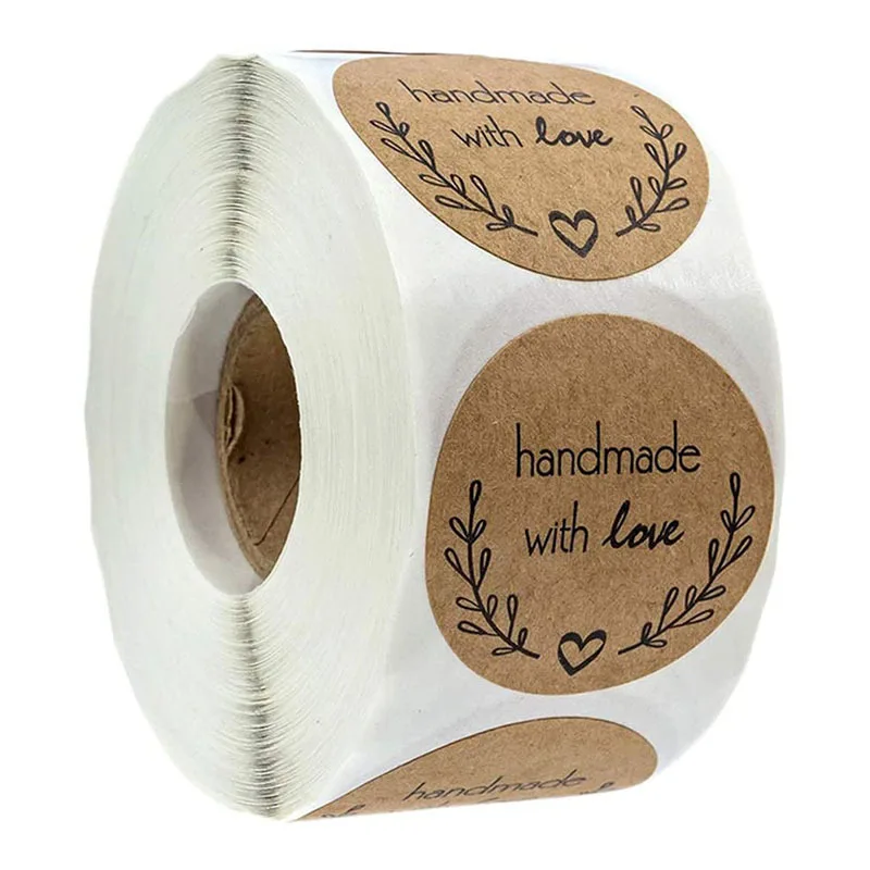 100-500pcs Vintage Kraft Paper Stickers Scrapbook Gift Stationery Label Stickers Handmade With Love Thank You For The Stickers - Image 2
