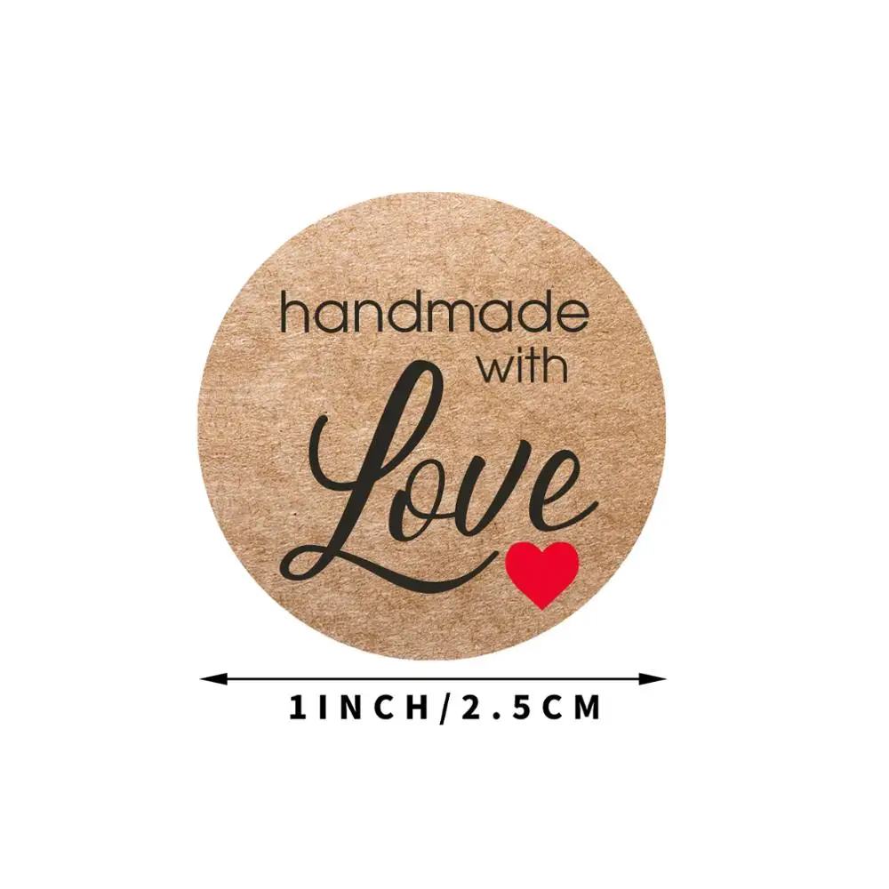 100-500pcs Vintage Kraft Paper Stickers Scrapbook Gift Stationery Label Stickers Handmade With Love Thank You For The Stickers - Image 3