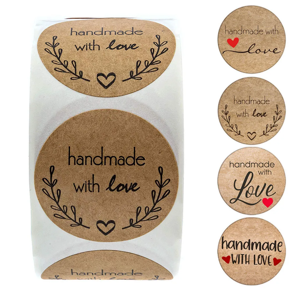 100-500pcs Vintage Kraft Paper Stickers Scrapbook Gift Stationery Label Stickers Handmade With Love Thank You For The Stickers - Image 6