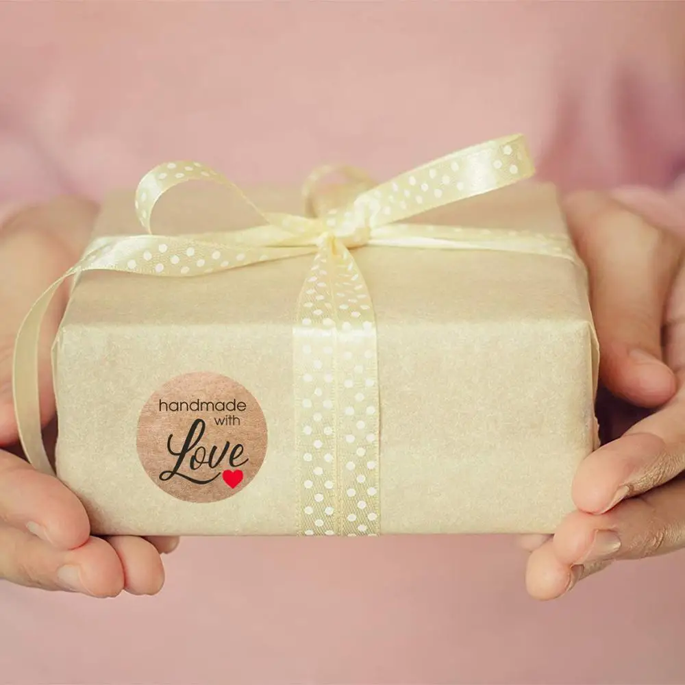 100-500pcs Vintage Kraft Paper Stickers Scrapbook Gift Stationery Label Stickers Handmade With Love Thank You For The Stickers - Image 4