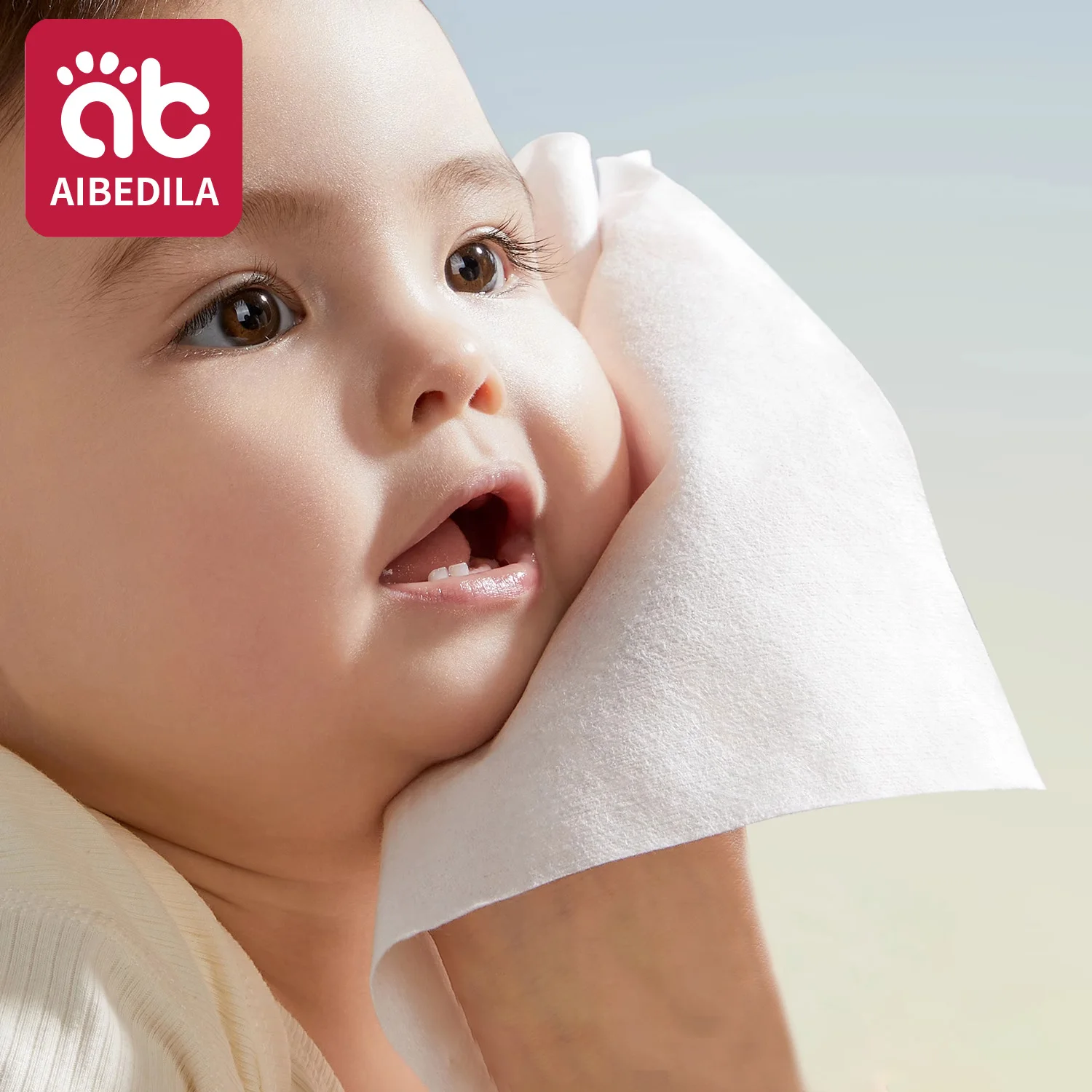 100% Cotton Dry Wipes Sensitive+ Newborn Baby Wipes, 3-In-1 Cleans Cares Protects Unscented Hypoallergenic Thick Facial Towels - Image 2