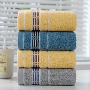 100% Cotton Face Towels, Striped Soft Absorbent Hand Towels, Reusable Household Bath Towels for Bathroom