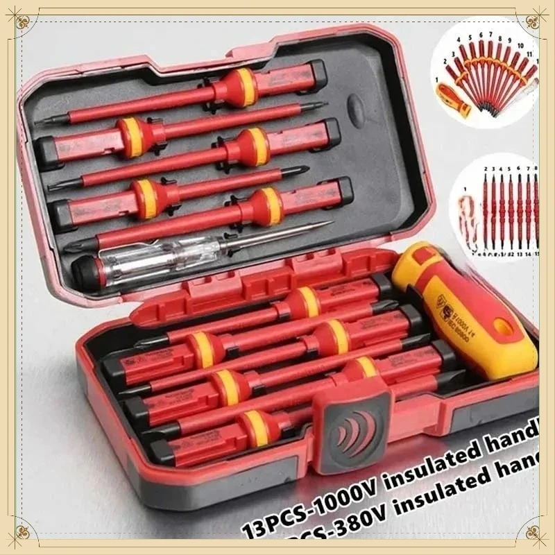 1000V Safety Insulated Screwdriver Kit 13Pcs Magnetic Pozidriv Torx Bits Professional Electrician Electrical Repair Hand Tools