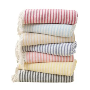 100x200cm Blue Stripes Tassel Turkish Beach Towel Extra Large Thickened Absorbent Fitness Fringed Bath Towel for Outdoor Use