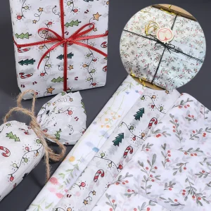 10/20 Sheets of Christmas Lantern Pattern Tissue Paper Wax-Coated Gift Wrapping Paper Party Favor Packaging Christmas Decoration