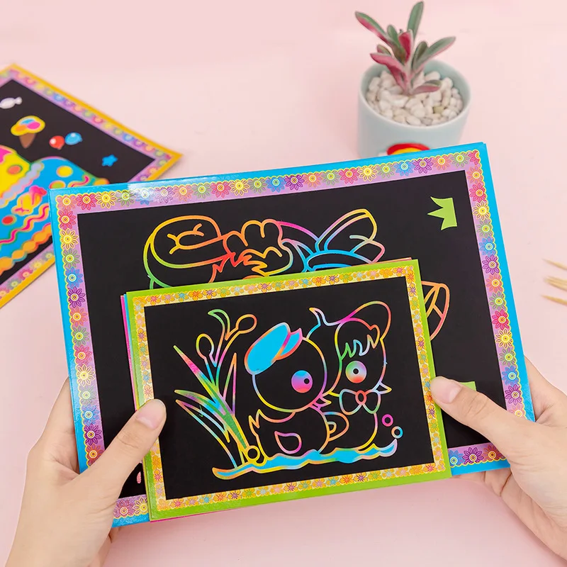 10/20pcs Scratch Painting Toys Children DIY Handmade Art Cartoon Pattern Brilliant Colors Drawing Toys Kids Birthday Gift TMZ - Image 4