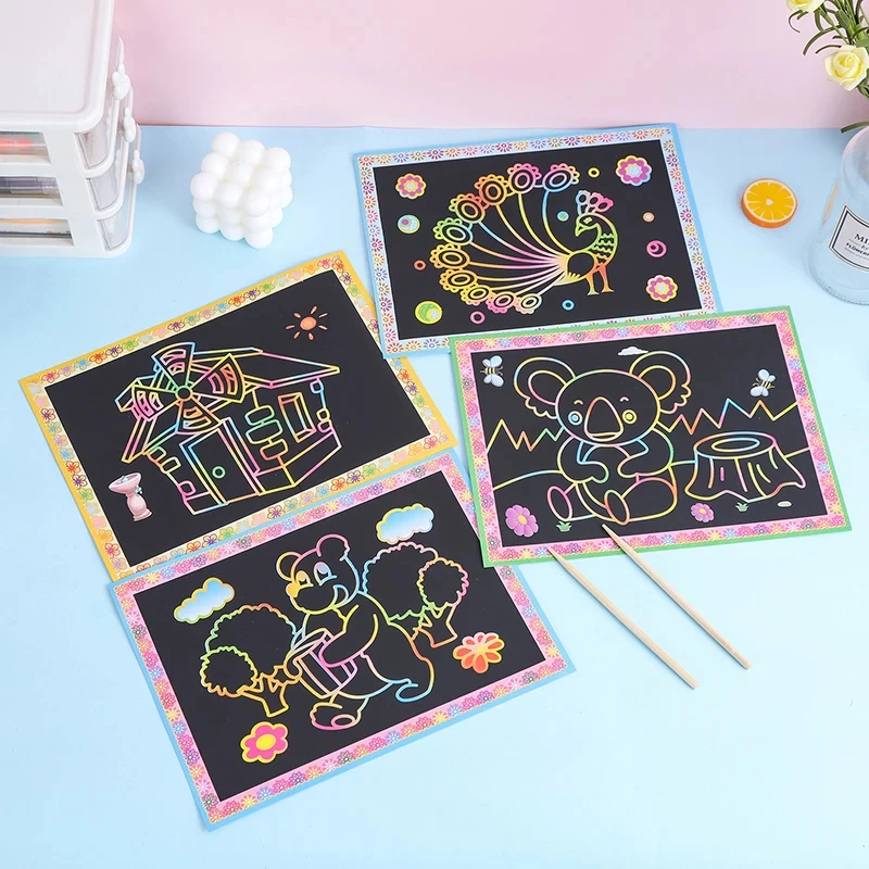 10/20pcs Scratch Painting Toys Children DIY Handmade Art Cartoon Pattern Brilliant Colors Drawing Toys Kids Birthday Gift TMZ - Image 3