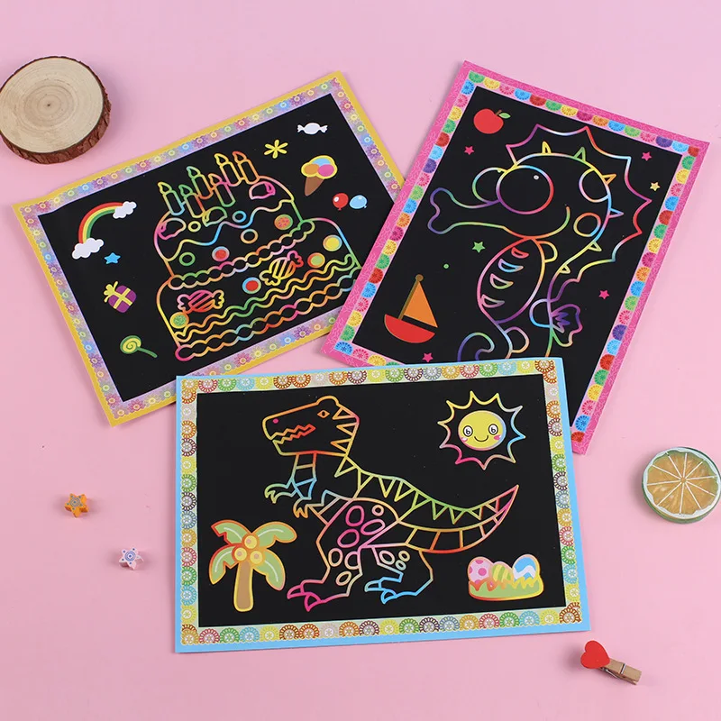 10/20pcs Scratch Painting Toys Children DIY Handmade Art Cartoon Pattern Brilliant Colors Drawing Toys Kids Birthday Gift TMZ - Image 5