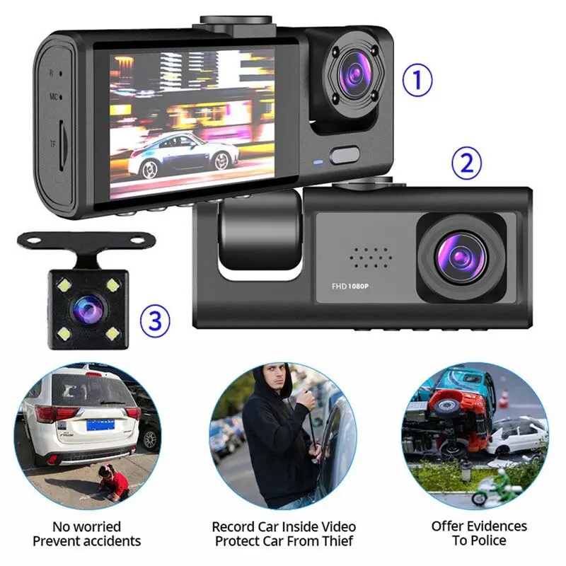 1080P Dual camera Dash Cam for cars,Front And Inside,car camera with IR Night Vision,Loop Recording,wide angle Car DVR Came - Image 3