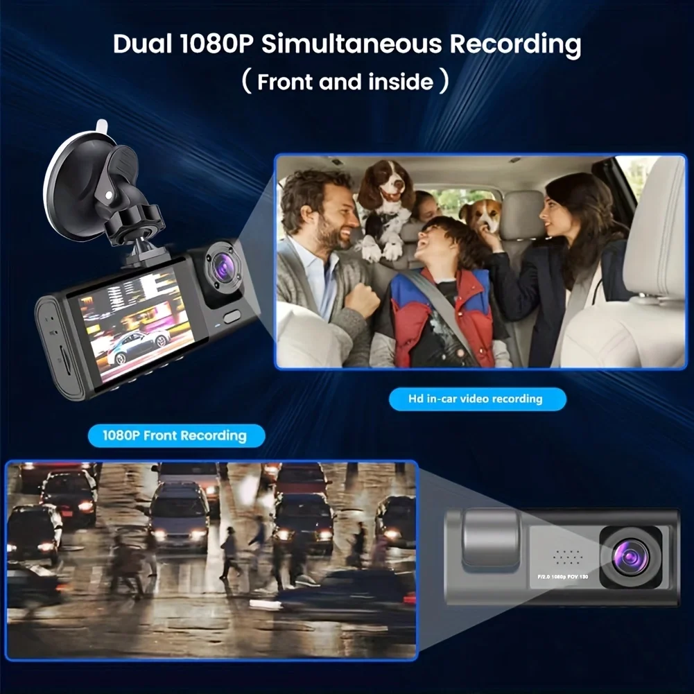 1080P Dual camera Dash Cam for cars,Front And Inside,car camera with IR Night Vision,Loop Recording,wide angle Car DVR Came - Image 4