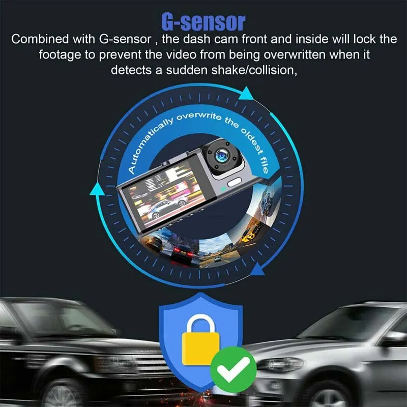 1080P Dual camera Dash Cam for cars,Front And Inside,car camera with IR Night Vision,Loop Recording,wide angle Car DVR Came - Image 5