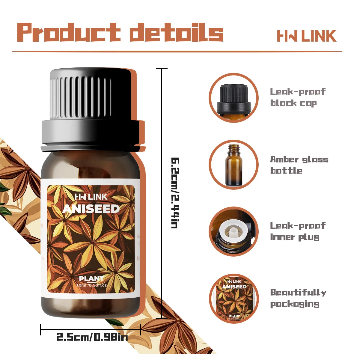 10ml Anise Essential Oil Natural Aroma For Diffuser, Candle Making Aromatherapy for Gifts - Image 3