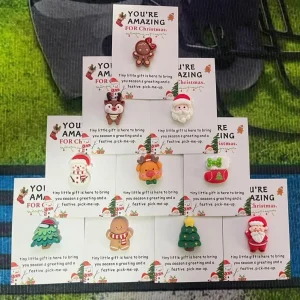 10pcs Christmas Mini Pocket Hug Cards With Resin Ornaments Holiday Atmosphere Heartwarming Cards Christmas Gifts Greeting Card