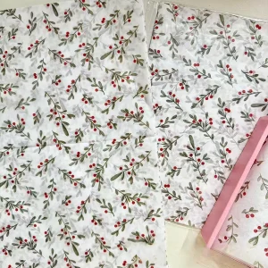 10pcs Holly, Berry Thin Paper, Wax-Coated Gift Wrapping, Party Favor Packaging for Christmas, Thanksgiving, Birthdays, Bouquets