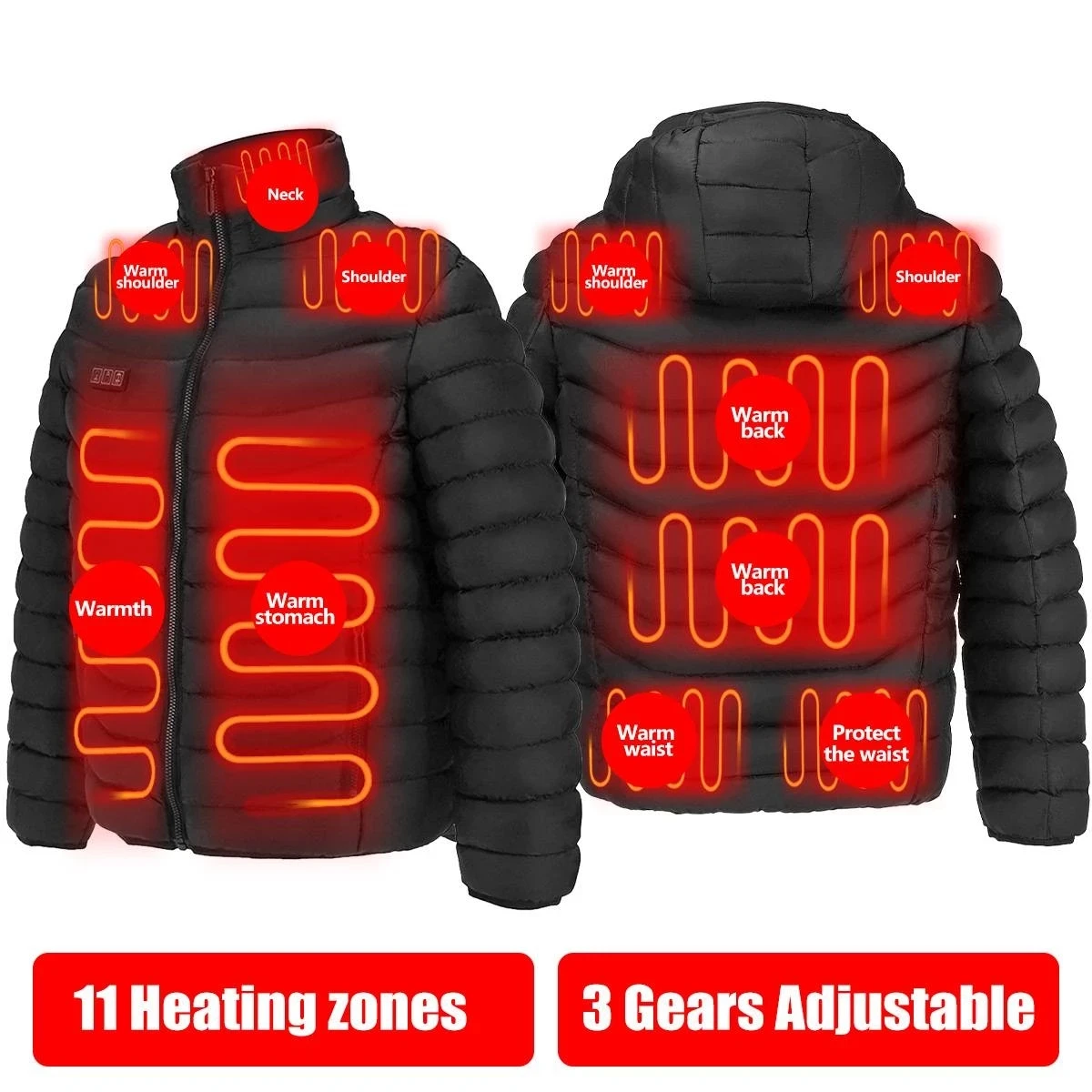 11 Heating Areas Heated Jacket Men Women's Winter Outdoor Camping Sportswear Heated Coat Graphene Heat Coat USB Heating Jackete - Image 3